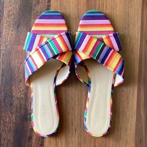 J. Crew Rainbow Multicolor Stripe Flat Sandals